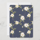 Invitation Marine Romantique Bleu Blanc Floral Douche nuptial (Dos)