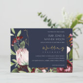 INVITATION MARINE ROSE BURGUNDY PROA MARIAGE FLORAL (Debout devant)