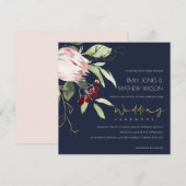 INVITATION MARINE ROSE BURGUNDY PROA MARIAGE FLORAL (Devant / Derrière)