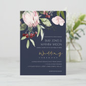 INVITATION MARINE ROSE BURGUNDY PROA MARIAGE FLORAL (Debout devant)