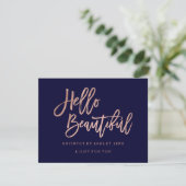 Invitation Marine rose chic bl d'or de faux de (Debout devant)