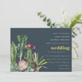 INVITATION MARINE ROSE FLORALE CACTI FAUNA MARIAGE DE COULEUR (Debout devant)