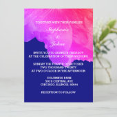 Invitation Marine rose Florale Cute blanche bleue Cute blanch (Debout devant)