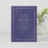 Invitation Marine Rose Gold Confetti Corners Quinceañera (Debout devant)