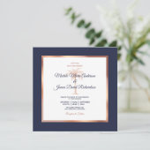 Invitation Marine Rose Gold Copper Palm Tree Beach Mariage (Debout devant)