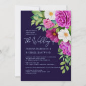 Invitation Marine rose rose blanc violet Rose gras Mariage (Devant)