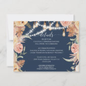 Invitation Marine Rose Roses Floral Edison Lumières Détails (Devant)