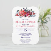 Invitation Marine rouge bohème rustique fleurie douche nuptia (Debout devant)