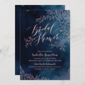 Invitation Marine rousse rustique calligraphie florale douche (Devant / Derrière)