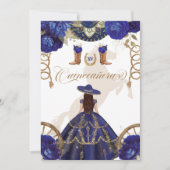 Invitation Marine Royal Blue Western Charro Quinceanera 2 côt (Devant)