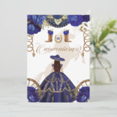 Invitation Marine Royal Blue Western Charro Quinceanera 2 côt (Debout devant)
