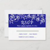 Invitation Marine RSVP Blue Floral Weders Pays (Devant)