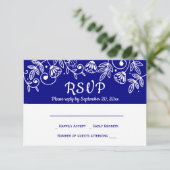 Invitation Marine RSVP Blue Floral Weders Pays (Debout devant)