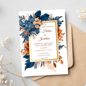 Invitation Marine Rust Moderne Elégant Aquarelle Floral Maria