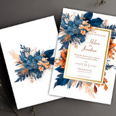 Invitation Marine Rust Moderne Elégant Aquarelle Floral Maria