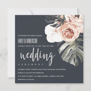 INVITATION MARINE RUST MONSTRERA COULEUR D'EAU MARIAGE FLORAL