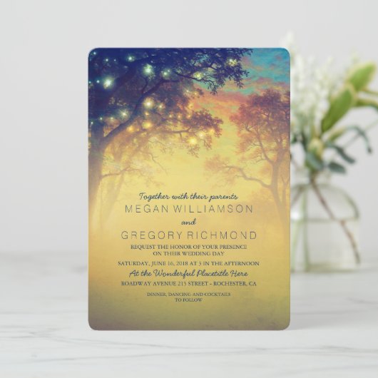 Invitation Marine Rustic String Lights Tree Wedding Invitatio (Debout devant)