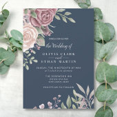 Invitation Marine Rustique Dusty Rose Aquarelle Boho Fleurs D
