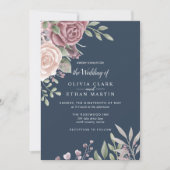 Invitation Marine Rustique Dusty Rose Aquarelle Boho Fleurs D (Devant)