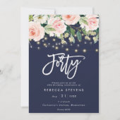 Invitation marine rustique fleurie 40e anniversaire (Devant)