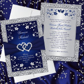 Invitation Marine Silver Floral Hearts FAUX Foil Wedding Invi