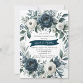 Invitation Marine & Silver Ivory Floral Mariage Couples Douch (Devant)