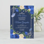 Invitation Marine Silver Quinceanera Mexicaine fille 15e anni (Debout devant)