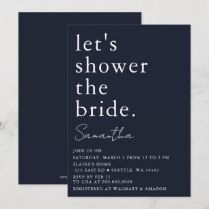 Invitation Marine Simple Elegant Fête des mariées moderne