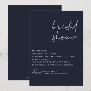 Invitation Marine Simple Elegant Fête des mariées moderne