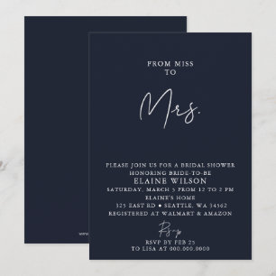 Invitation Marine Simple Elegant Fête des mariées moderne