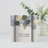 Invitation Marine sophistiquée et Mariage floral jaune Invit (Debout devant)