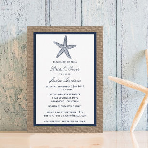 Invitation Marine Starfish Beach Burlap Fête des mariées