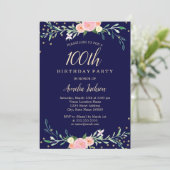 Invitation Marine Sweet Floral Sparkle Confetti 100e annivers (Debout devant)