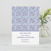 Invitation Marine Tile Méditerranée mariage enregistrer la da (Debout devant)