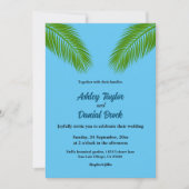 Invitation Marine Tropical Palm Leaf Blue Coastal Beach Maria (Devant)