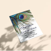Invitation Marine Turquoise Peacock Feather Boho Wedding Invi