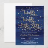Invitation Marine Twinkle Twinkle Little Star Baby shower (Devant / Derrière)