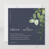 INVITATION MARINE VERT EUCALYPTUS FOLIAGE MARIAGE DE COULEUR (Devant)