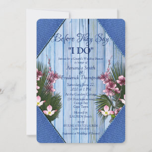 Invitation Marine - Wedding shower de fleurs bleu et rose