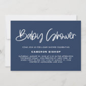 Invitation Marine & White Cute Moderne Baby shower de calligr (Devant)