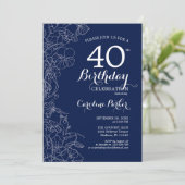 Invitation Marine White Floral 40e anniversaire fête (Debout devant)