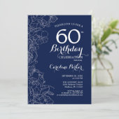 Invitation Marine White Floral 60e fête d'anniversaire (Debout devant)