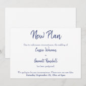 Invitation Marine White Nouvelle Date Reportée Mariage Faire- (Devant / Derrière)