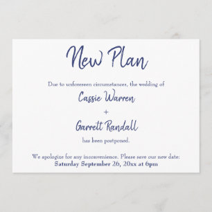 Invitation Marine White Nouvelle Date Reportée Mariage Faire-