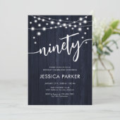 Invitation Marine White Rustic Wood 90e fête d'anniversaire (Debout devant)