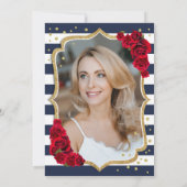 Invitation Marine White Stripes Red Roses Photo 50e anniversa (Dos)