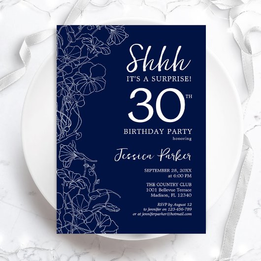 Invitation Marine White Surprise 30e anniversaire