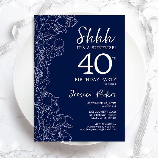 Invitation Marine White Surprise 40e anniversaire