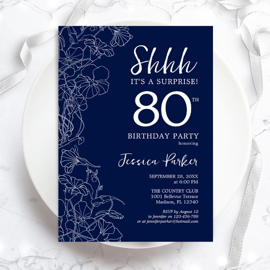 Invitation Marine White Surprise 80e anniversaire
