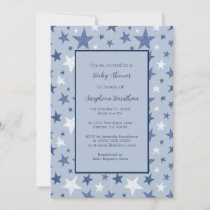 Invitation Marine & White Winter Stars Baby shower personnali